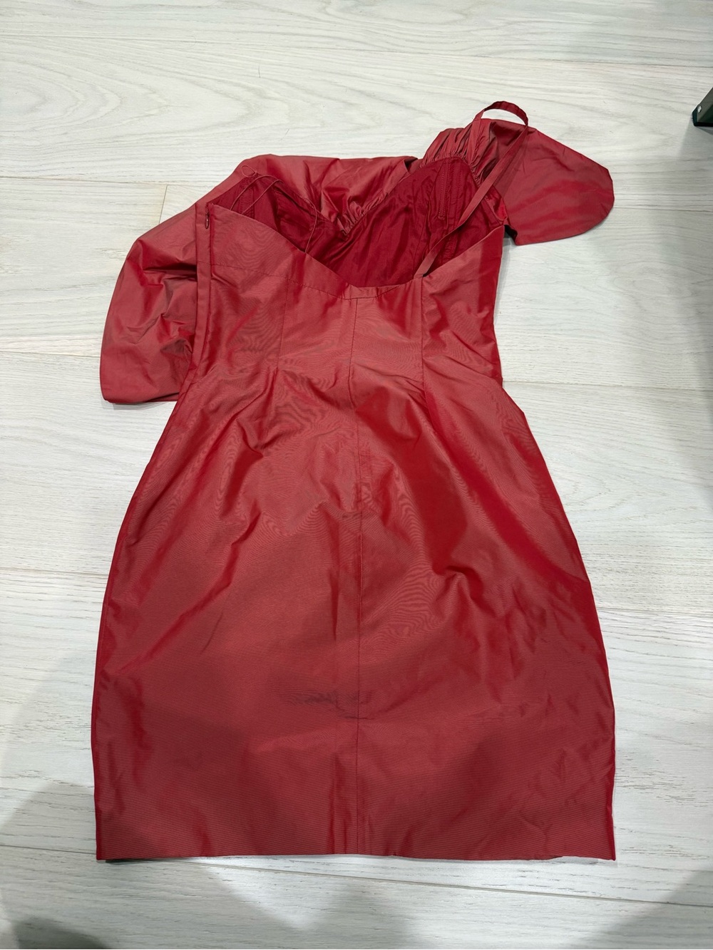 One-Shoulder Red Ruffle Cocktail Dress - Picture 5 of 7